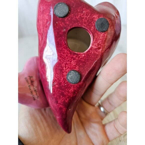 Blue sky heart cat two hearts kitten tea light candle holder vintage Heather gol - Picture 8 of 8